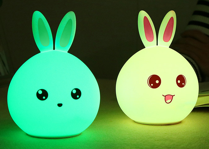 Touch-Control Rabbit Night Light: Colorful & Cute